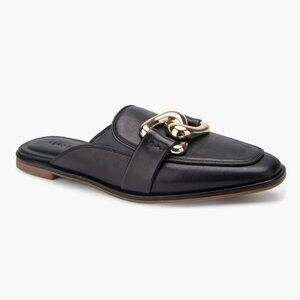 NEW Aerosoles Nella Mule Slip On Comfort Black GOLD Leather SZ-10